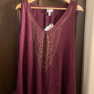 Knox Rose Maroon Embellished Tank Top